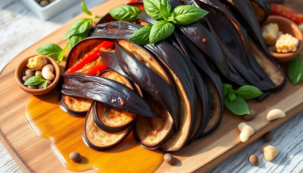 enjoying preserved eggplant delights