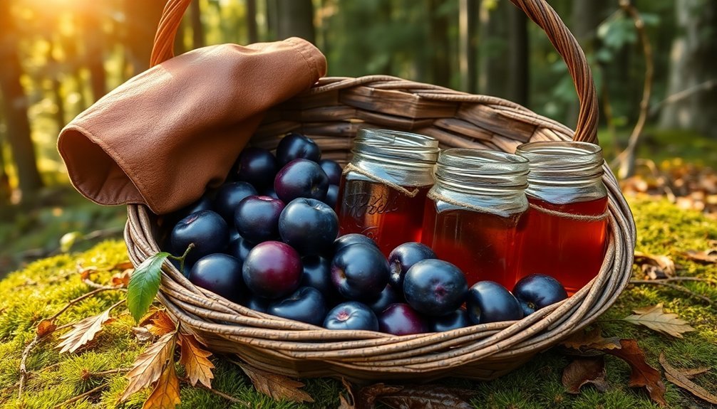 harvesting ripe mountain plums