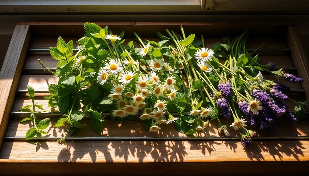 homegrown herbal tea drying