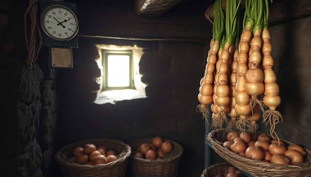 ideal root cellar temperature