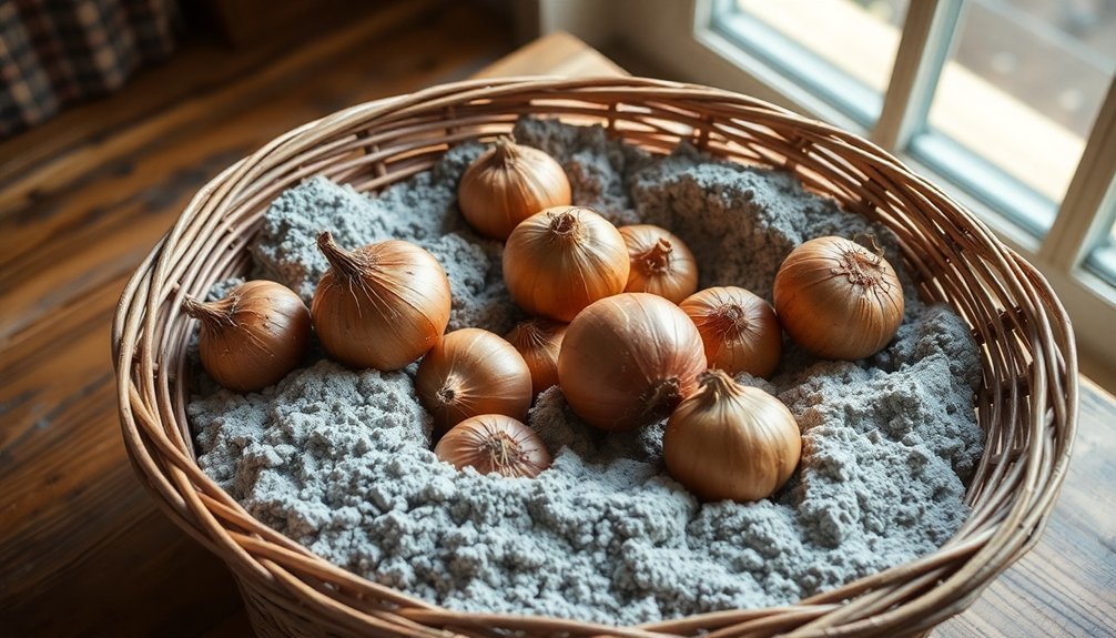 onion storage using ash