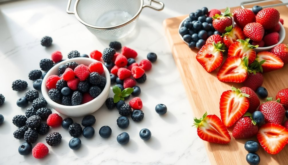 preparing berries for cooking