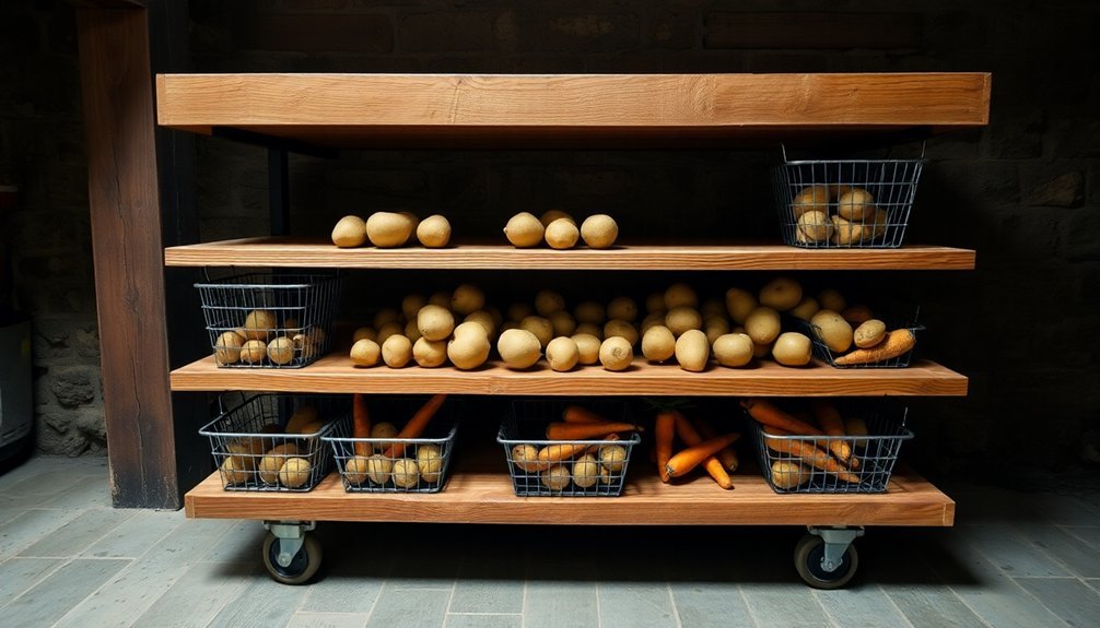 root vegetable cart on wheels
