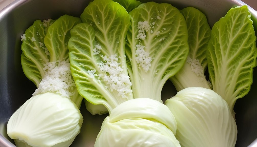 salting cabbage for kimchi