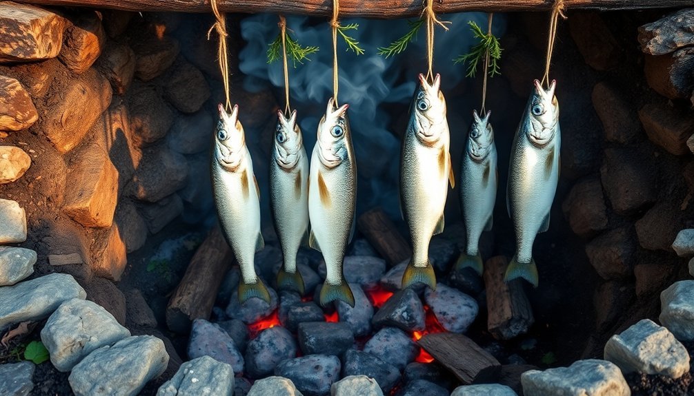 smoking fish in pit