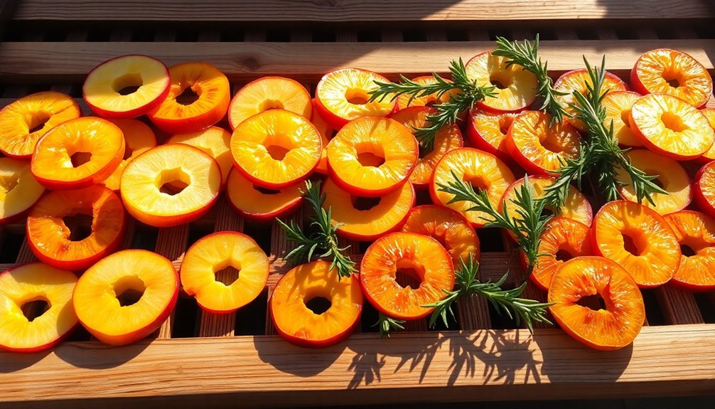 sun drying fruits and herbs